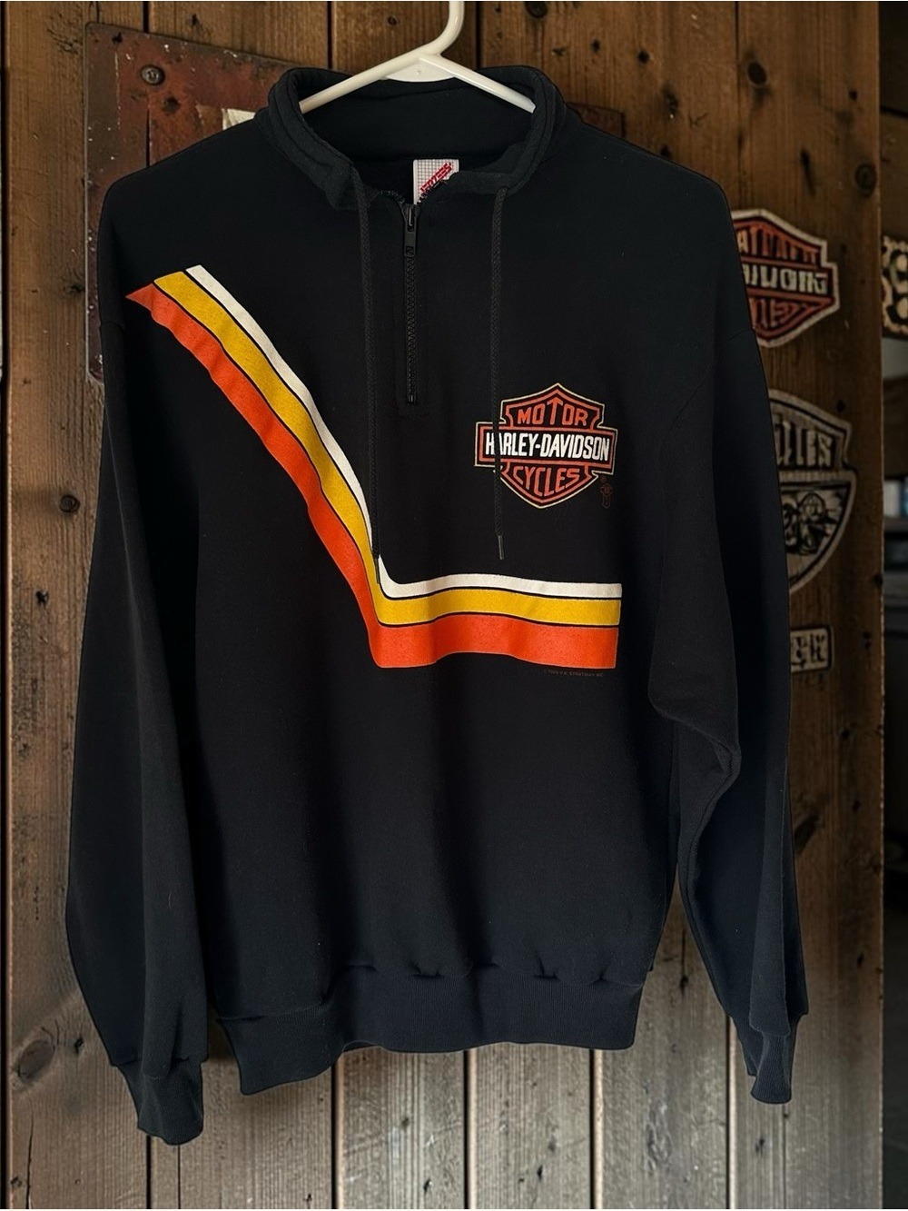Vintage Harley-Davidson 1988 1/4 Zip Sweatshirt Medium Fletchers Florida Medium
